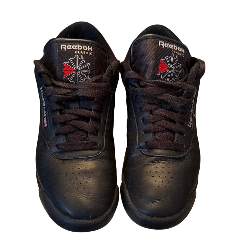 Reebok Classic‎ Women's Black Leather Sneakers Athletic Shoes 7.5